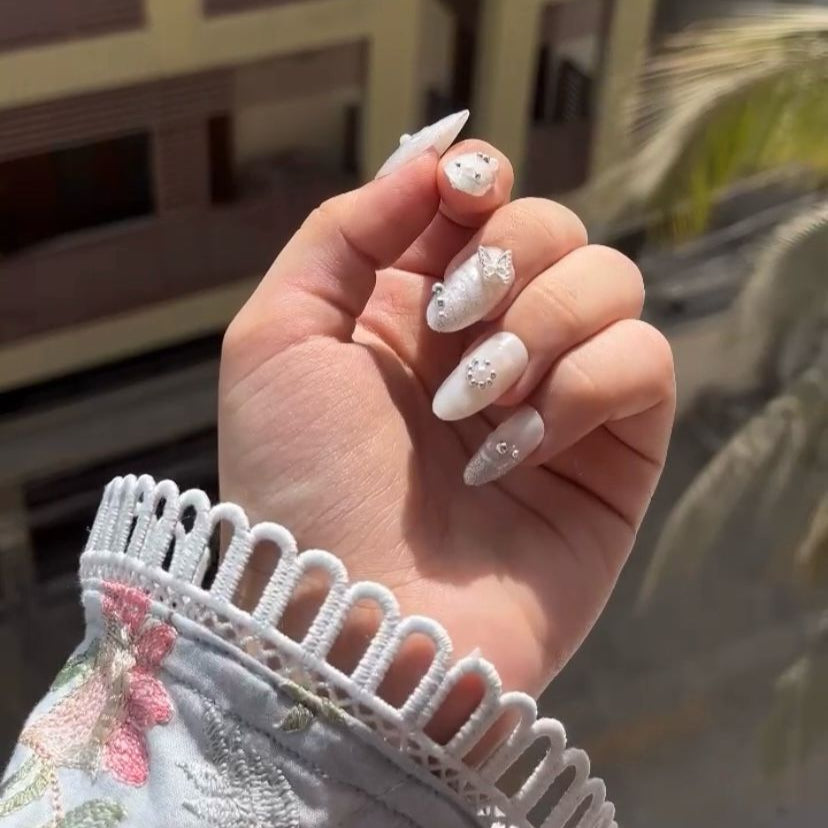 Silver Aura Nails