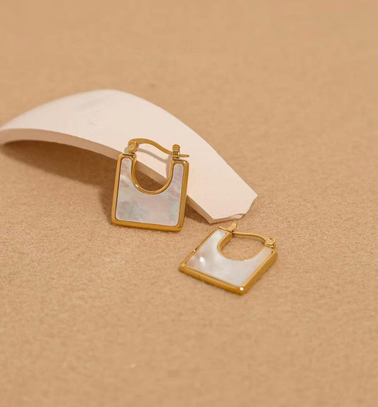 White Padlock Earrings